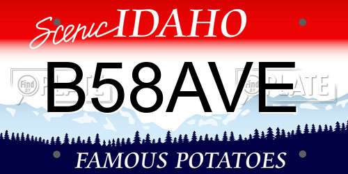 B58AVE Idaho License Plate