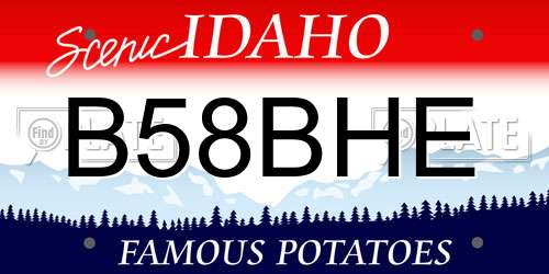 B58BHE Idaho License Plate