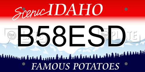 B58ESD Idaho License Plate