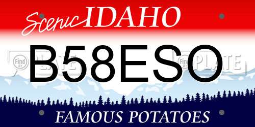 B58ESO Idaho License Plate