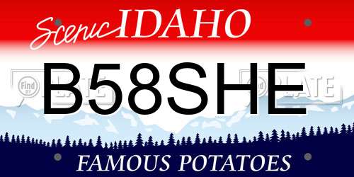 B58SHE Idaho License Plate