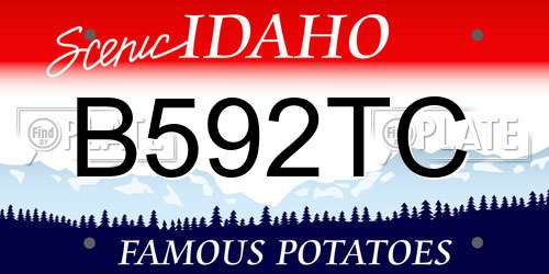 B592TC Idaho License Plate