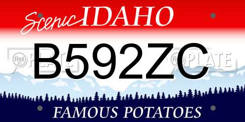 B592ZC Idaho License Plate