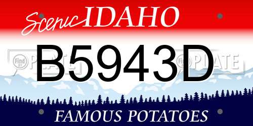 B5943D Idaho License Plate