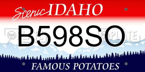 B598SO Idaho License Plate
