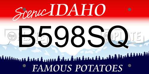 B598SQ Idaho License Plate