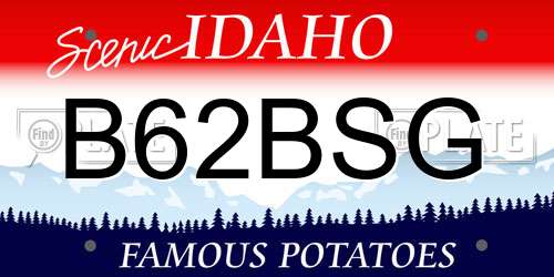 B62BSG Idaho License Plate