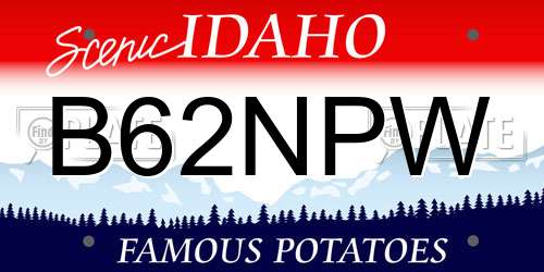 B62NPW Idaho License Plate