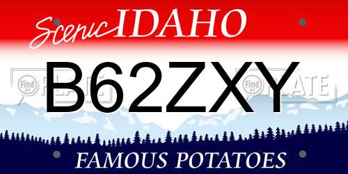 B62ZXY Idaho License Plate