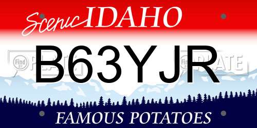 B63YJR Idaho License Plate