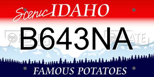 B643NA Idaho License Plate