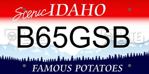 B65GSB Idaho License Plate