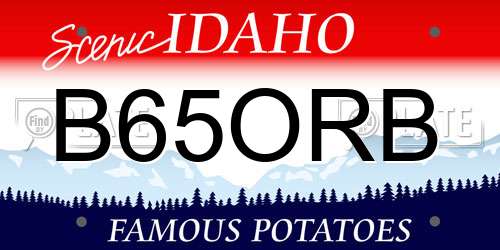 B65ORB Idaho License Plate