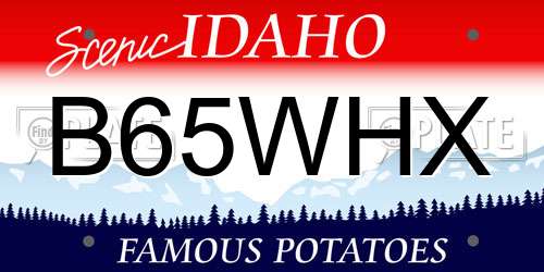B65WHX Idaho License Plate
