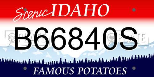 B66840S Idaho License Plate