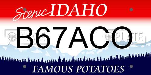 B67ACO Idaho License Plate