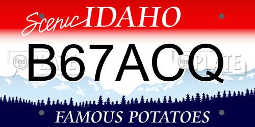 B67ACQ Idaho License Plate