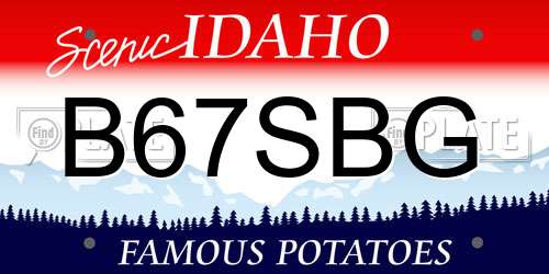 B67SBG Idaho License Plate