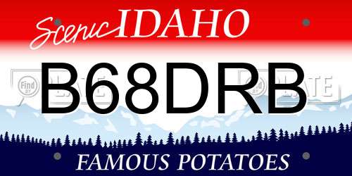 B68DRB Idaho License Plate