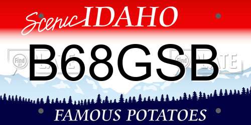 B68GSB Idaho License Plate