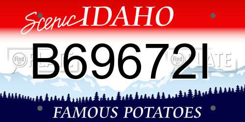 B69672I Idaho License Plate