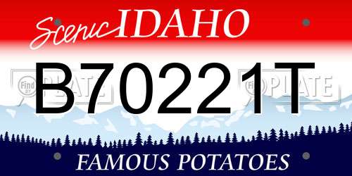 B70221T Idaho License Plate