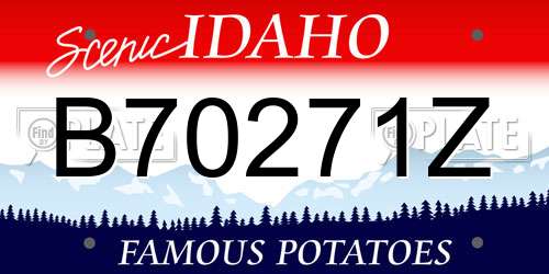 B70271Z Idaho License Plate