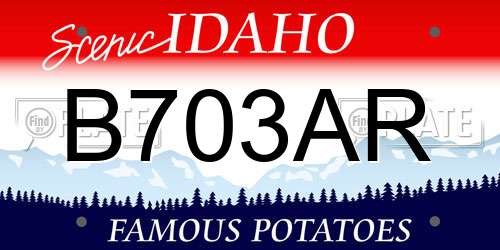 B703AR Idaho License Plate