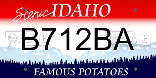 B712BA Idaho License Plate