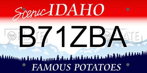 B71ZBA Idaho License Plate