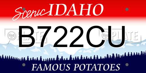 B722CU Idaho License Plate