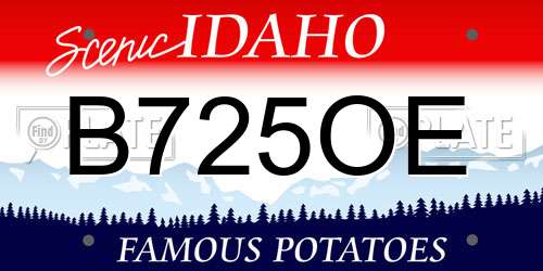 B725OE Idaho License Plate