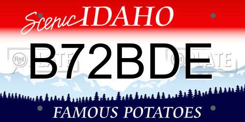 B72BDE Idaho License Plate