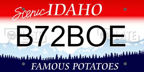 B72BOE Idaho License Plate