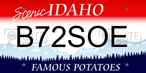 B72SOE Idaho License Plate