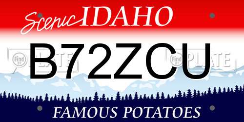 B72ZCU Idaho License Plate