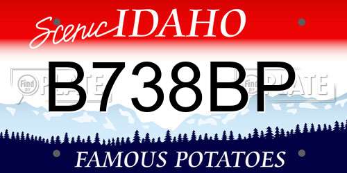 B738BP Idaho License Plate