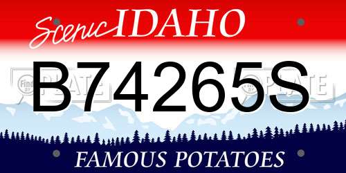 B74265S Idaho License Plate