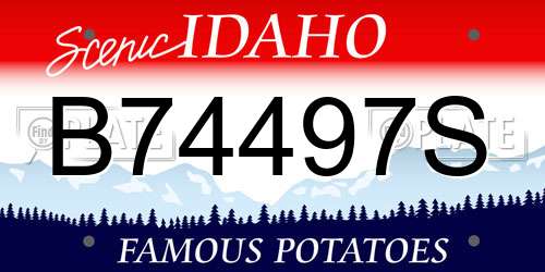 B74497S Idaho License Plate