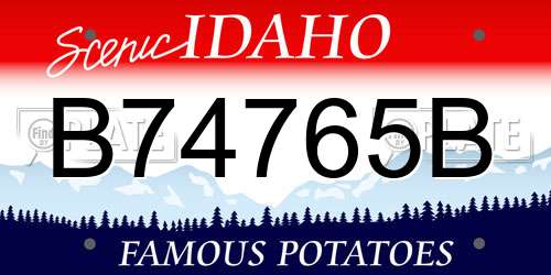 B74765B Idaho License Plate