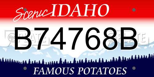 B74768B Idaho License Plate