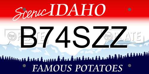 B74SZZ Idaho License Plate