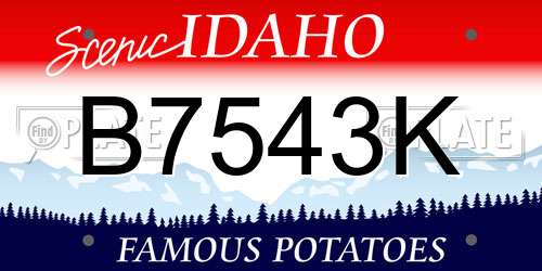 B7543K Idaho License Plate