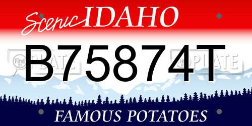 B75874T Idaho License Plate