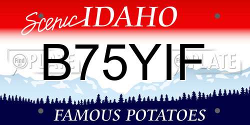 B75YIF Idaho License Plate