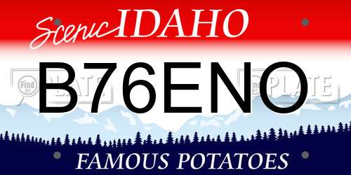 B76ENO Idaho License Plate