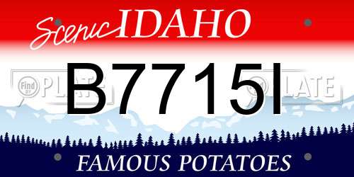 B7715I Idaho License Plate