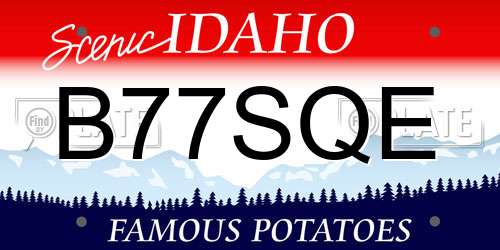 B77SQE Idaho License Plate