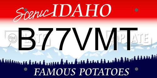 B77VMT Idaho License Plate