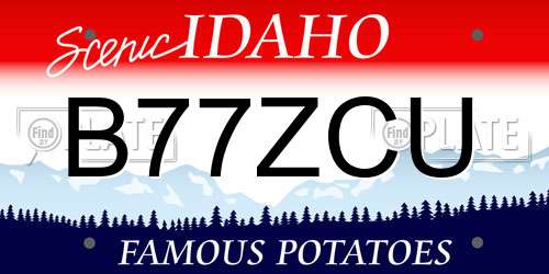 B77ZCU Idaho License Plate